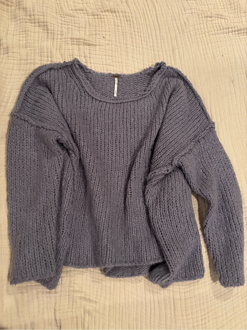 Free People Oversized Chunky Knit Sweater - Slate Blue